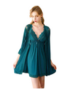 Teal Serenity Lace Chemise & Robe Set