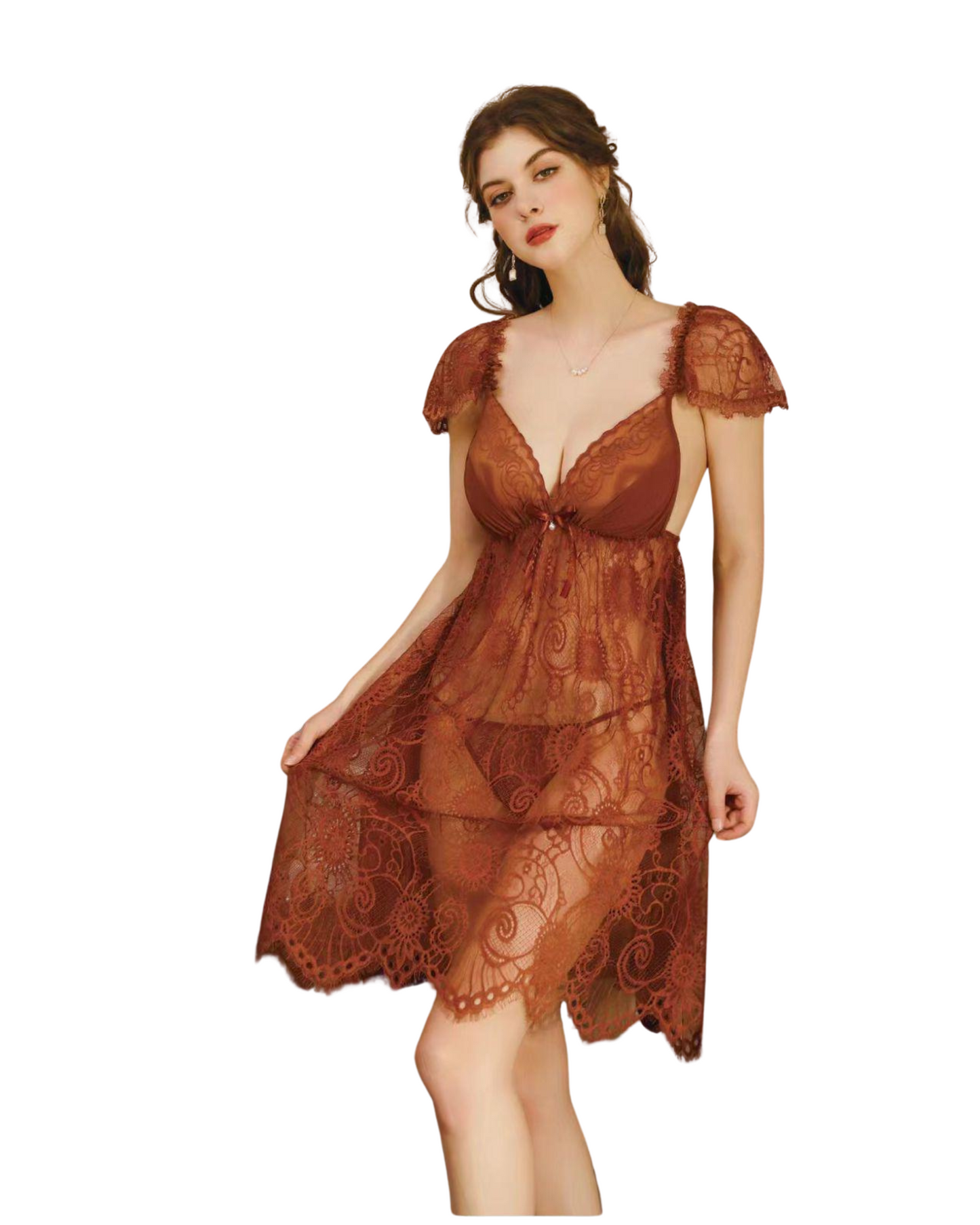 Terracotta Allure Full Lace Babydoll