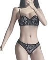 Sexy Lace Lingerie Set with Rose Detail & Rabbit Ear Straps – American Chic