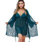 Teal Serenity Lace Chemise & Robe Set