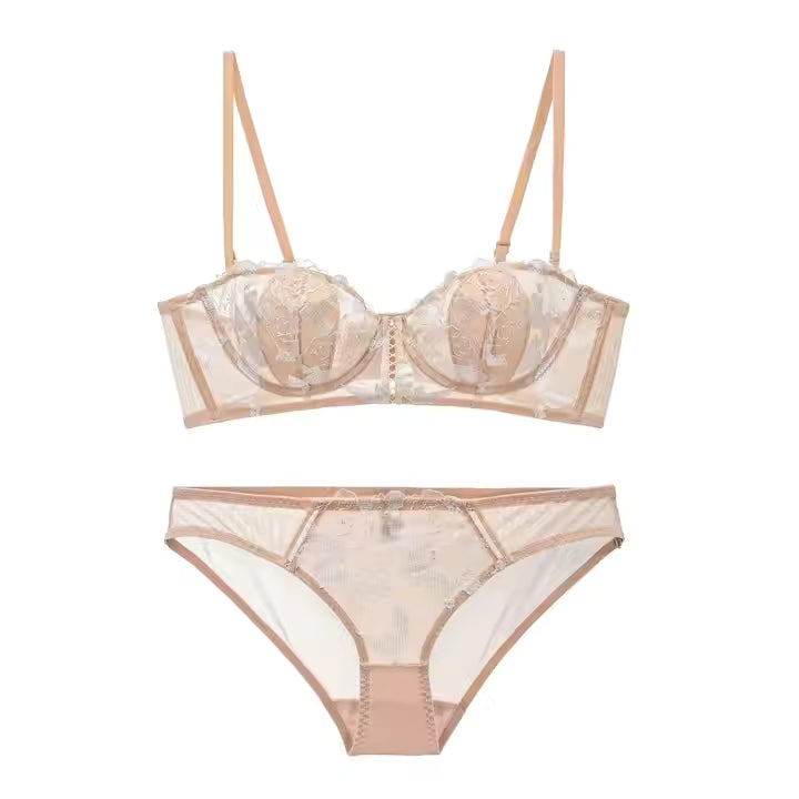 Sexy Lace Lingerie Set with Rose Detail & Rabbit Ear Straps – American Chic