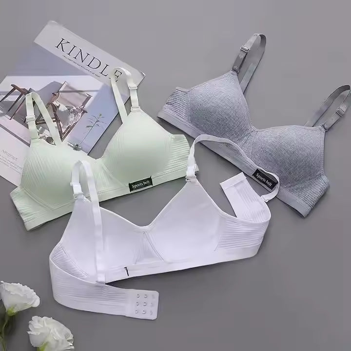 Skin-Friendly Padded Wireless Bralette – V-Neck Thin Cup Cotton Bra for Women