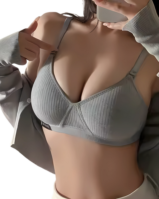 Skin-Friendly Padded Wireless Bralette – V-Neck Thin Cup Cotton Bra for Women